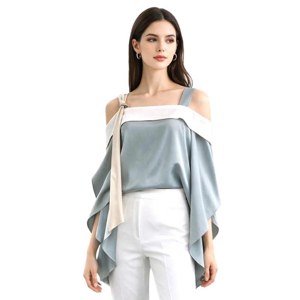 Silky Multi Color Asymmetrical Strappy Top